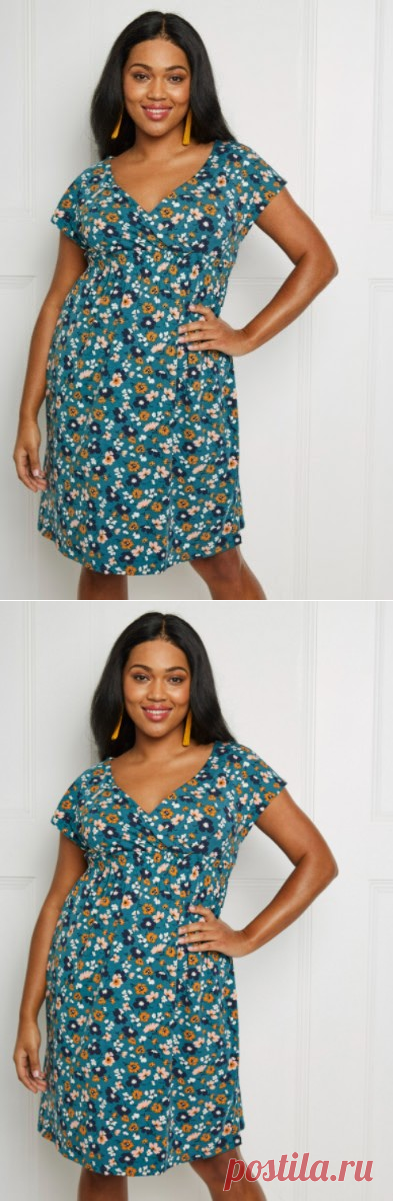 Платье с коротким рукавом (XS, S, M, L, XL, XXL)-выкройка