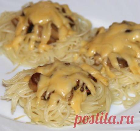 Макаронные гнезда с грибами - Перчинка-хозяюшка