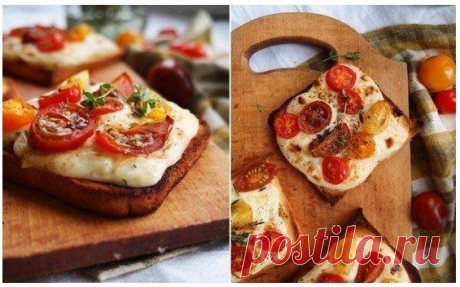 Тосты с сырным соусом и черри