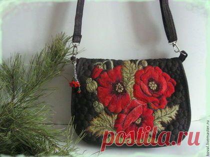 Купить Маки алые. Вышитая сумка - цветочный, маки, мак, алые маки, красные маки