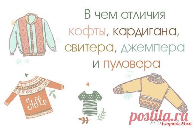 Отличия кофты, кардигана, свитера, джемпера и пуловера - Страна Мам