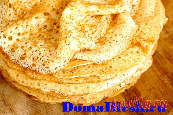 Самые вкусные ажурные блины как у бабушки! Простой рецепт очень вкусных, нежных, тонких, ажурных блинов с дырочками. Блины «3 стакана» выпекаются очень быстро и просто из доступных продуктов. Узнайте 7 секретов идеальных блинов с дырочками.