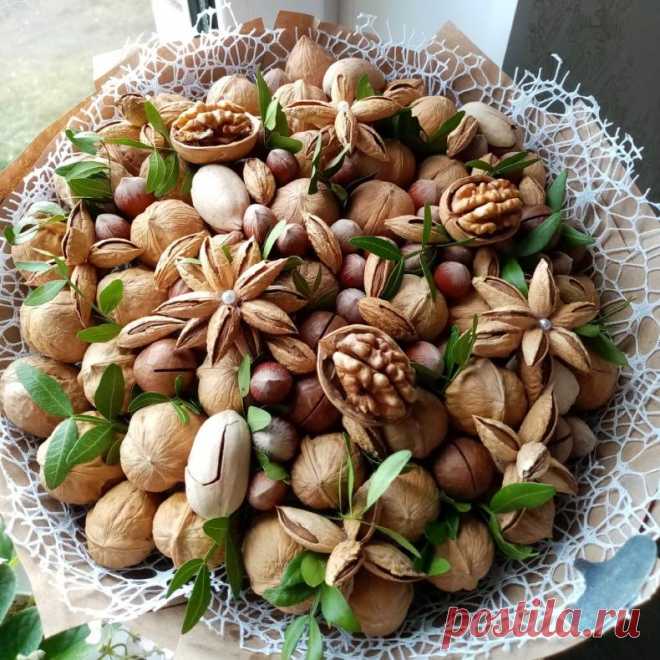 Букеты из орехов своими руками (100 фото): инструкция с пошаговым описанием процесса создания букета для мужчины и женщины