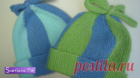 Svetlana Tim - Вязание спицами, Узоры, Кулинария и рецепты.: Детская ШАПОЧКА для новорожденных от 0 до 3 месяцев. Вязание спицами # 309