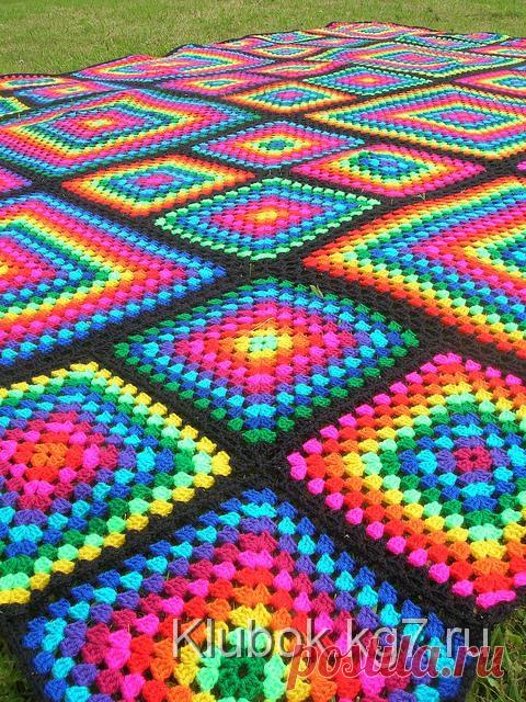 ПЛЕД "БАБУШКИН" КВАДРАТ. ТЕХНОЛОГИЯ ВЯЗАНИЯ В КАРТИНКАХ