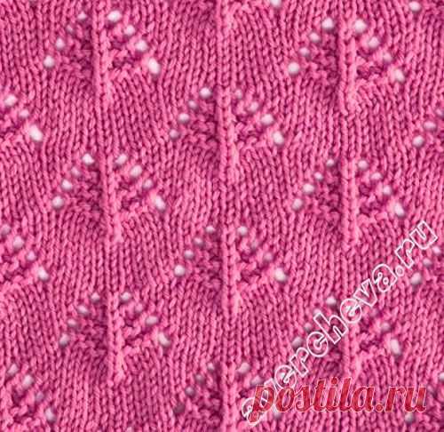 узор 452 простой ажур | каталог вязаных спицами узоров