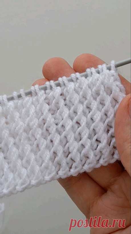 Всего 2 петли и 1 ряд! Двусторонний узор спицами🔥 #knitting #tutorial #diy #вязание #handmade #knit