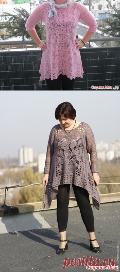 МК туник крючком филейным вязанием в стиле БОХО