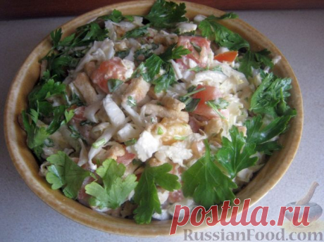 Рецепт: Салат с сухариками и капустой "Вкусняшка" на RussianFood.com