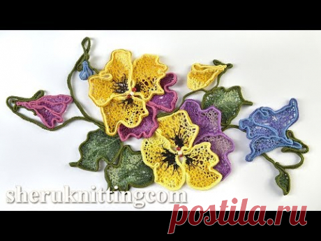 Crocheted  Flowers in Irish Lace Tutorial 84 Kvačkane rože