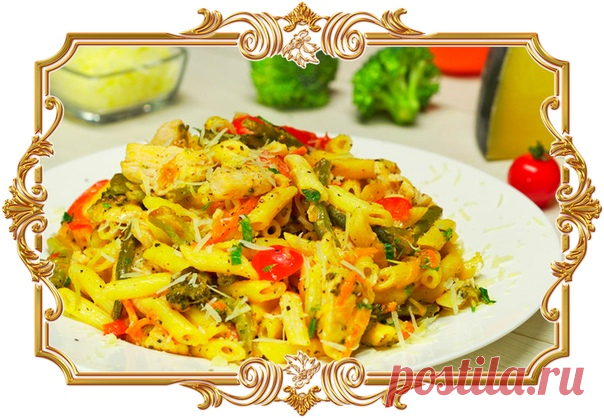 Макароны с овощами и куриной грудкой

Макароны с овощами и куриной грудкой традиционный рецепт итальянской кухни. Считается, что паста национальное итальянское блюдо, которое готовят с самыми разными с ингредиентами и соусами, Но знатоки утверждают, что лапшу в Италию впервые привез из Китая известный путешественник Марко Поло.
Показать полностью…