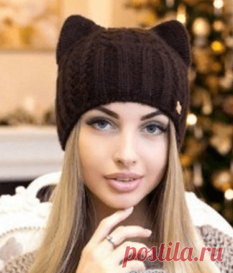 Шапка «Кошка» спицами Подойдет пряжа с метражом 180-200м/100гр. Для теплой шапки лучше выбрать пряжу с содержанием шерсти, для более легкой с хлопком. Спицы №3, 3,5, 4 в зависимости от плотности вашего вязания. Мы выбрали Пехорку Элитную, 415м/50гр. вязать