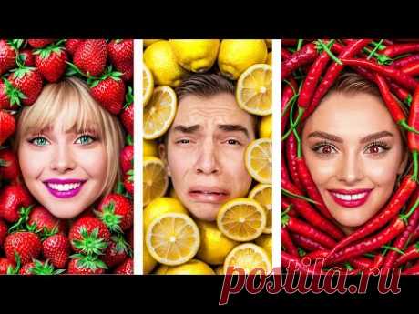 Преображение одного цвета челлендж! Клубника vs Перец vs Лимон!