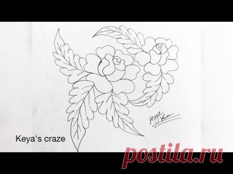 Hand embrodiary design | How to draw a rose easily for hand embroidery |113