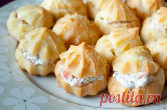 Профитроли со сливочным сыром и лососем — Моя кухня