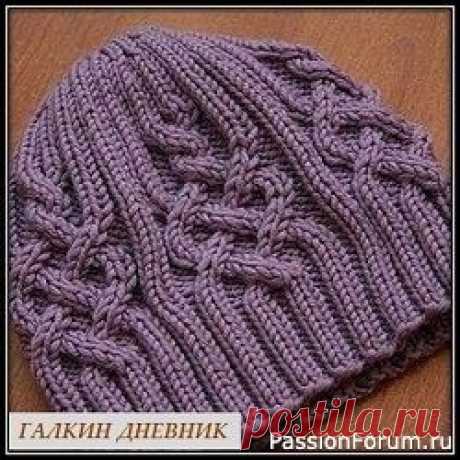 ​Красивая женская шапка узором из аранов. Схема | Вязание спицами аксессуаров