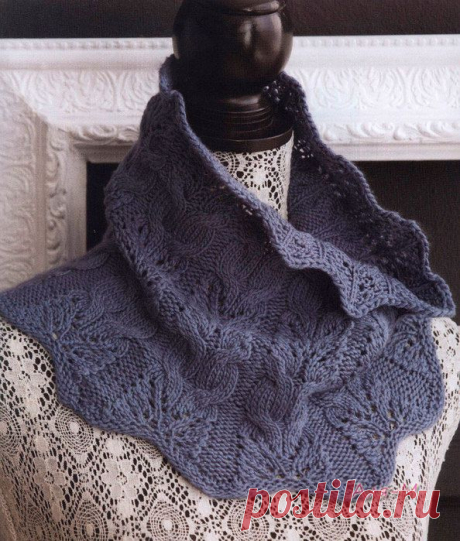 Leafy lace cable cowl/кружевные листья/спицы