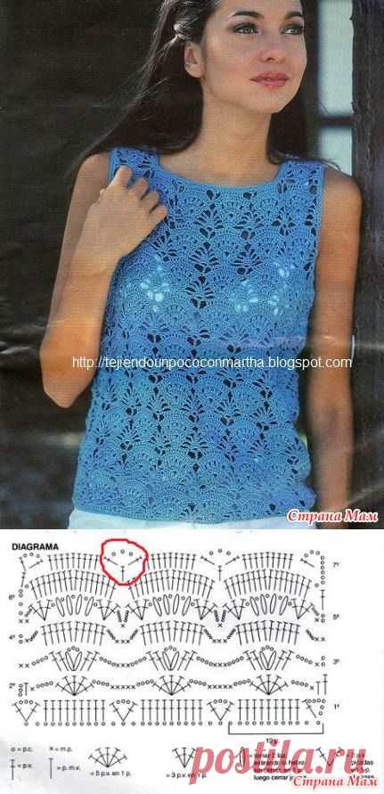 . Голубой топ - Все в ажуре... (вязание крючком) - Страна Мам