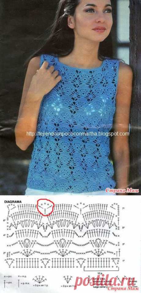 . Голубой топ - Все в ажуре... (вязание крючком) - Страна Мам