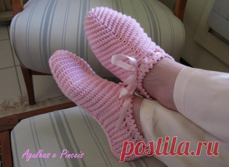 Agulhas e Pinceis: Pantufa de crochê