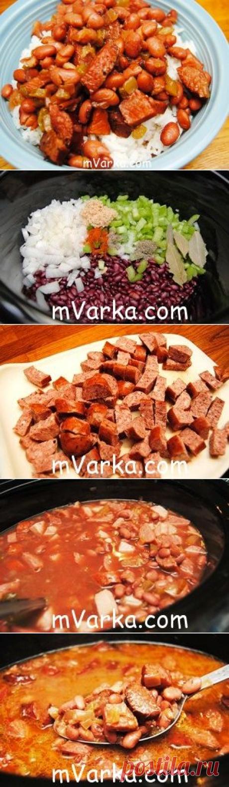 Красная фасоль с колбасой