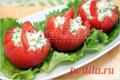 Корзинки из помидор с сырной начинкой - Рецепты. Закуски. Закуски из яиц, из сыра, из творога