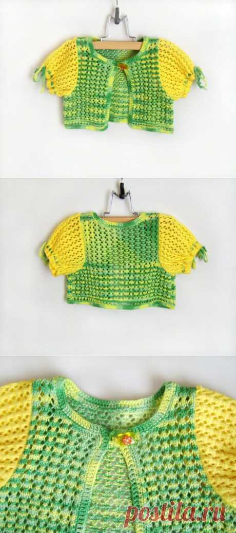 Knitted Baby Bolero Jacket Yellow and Green от SasasHandcrafts