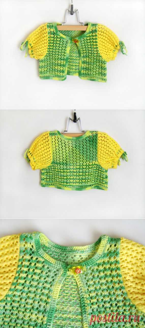 Knitted Baby Bolero Jacket Yellow and Green от SasasHandcrafts