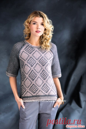Футболка Mosaic от Mari Lynn Patrick. Спицы. Размеры: S,M, L  Размер  Бюст=104, 109см  Длина=61см по центру спинки  Плечо=38; 40,5см  Пряжа и Материалы - 4 мотка =100гр.=200м. шерсть, серая, цвет (А);