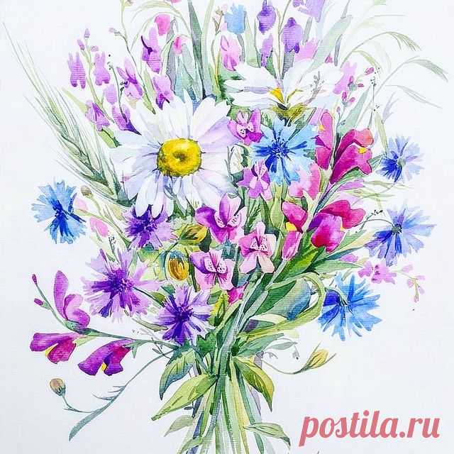 Photo by Акварель 🌟 Скетчи 🌟 Watercolor in UDC - Upside Down Cake Company Moscow. May be an image of flower.