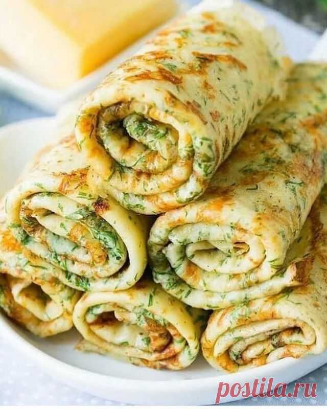 Блины с творогом и зеленью — Готовим дома