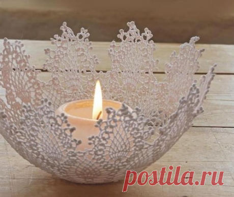 Подсвечник связанный крючком - Домашний hand-made