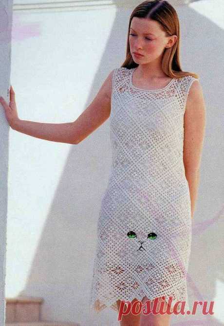 &gt;Платье крючком ажурное