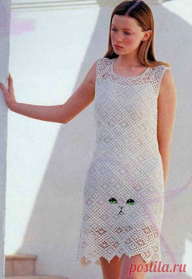>Платье крючком ажурное