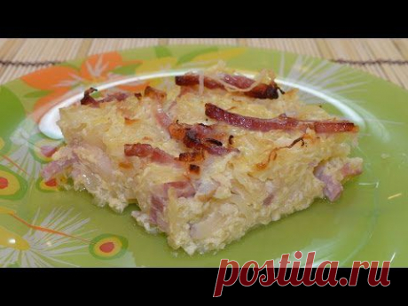 Капустная запеканка с копчёностями..