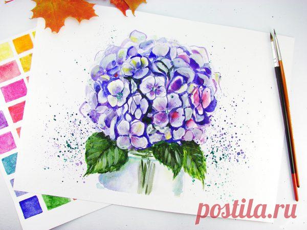 Как нарисовать гортензия акварелью: поэтапный мастер-класс с фото - Onwomen.ru