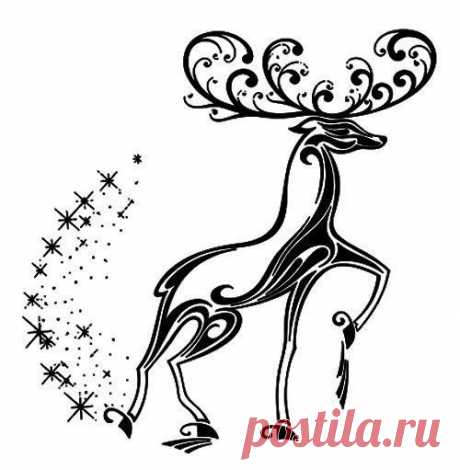 Вытынанки на окна Новогодний олень