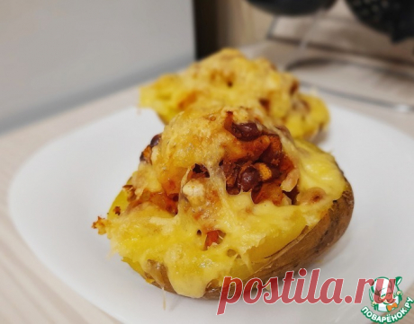 Фаршированный картофель под сыром в духовке Кулинарный рецепт