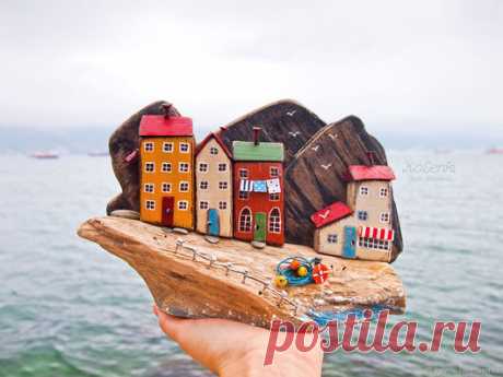 Морская композиция "За горами - за морями" driftwood – купить в интернет-магазине на Ярмарке Мастеров с доставкой