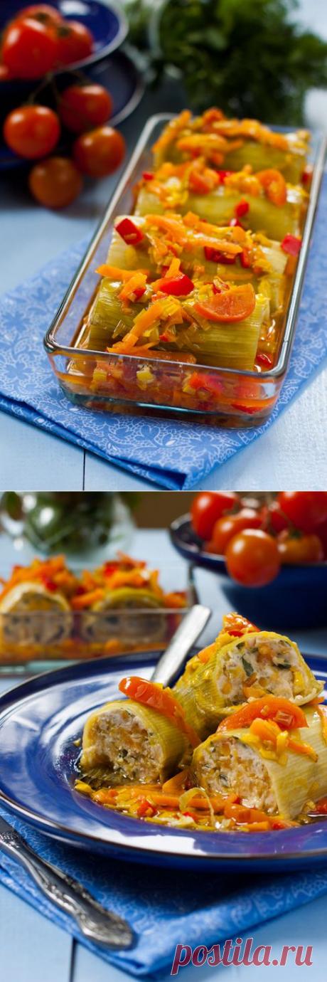 Лук-порей, фаршированный курицей и чечевицей с овощами. Рецепт c фото, мы подскажем, как приготовить!