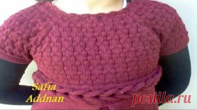 Part 1 Front tunik with tress and slip stitche - صدر بلوزة بالظفيرة وغرزة الفراشة