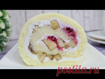 БИСКВИТНЫЙ РУЛЕТ С ТВОРОГОМ