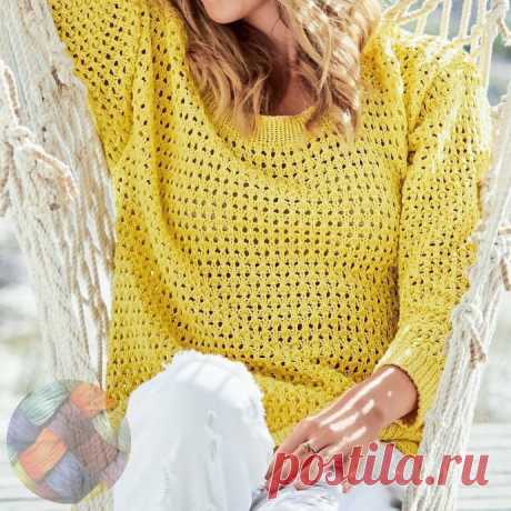 Приятный ажурный джемпер спицами
