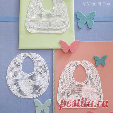 Scheme to realize the crochet filet bibs with different subjects