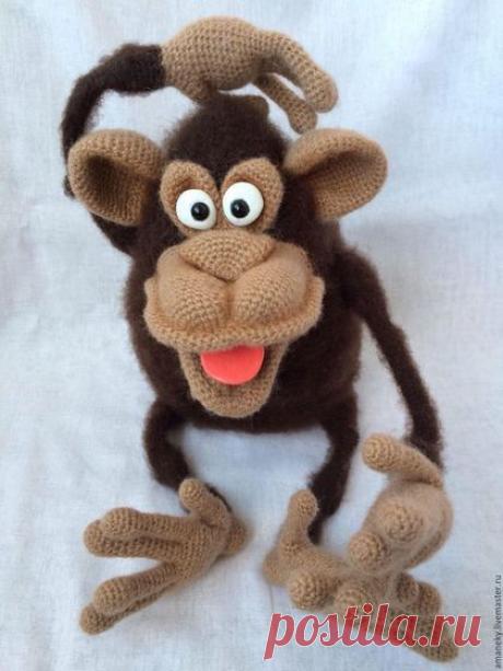 Купить Обезьяныч - коричневый, символ года, обезьянка игрушка, обезьянка в подарок, год обезьяны, вязаная игрушка