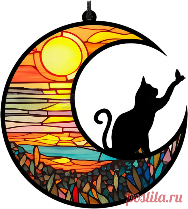 Amazon.com: WGLILO Colgante de ventana de acrílico teñido de gato negro en luna, atrapasoles arcoíris hecho a mano para pared, cocina, sala de estar, oficina, decoración de atrapasoles regalos para amantes de los : Hogar y Cocina