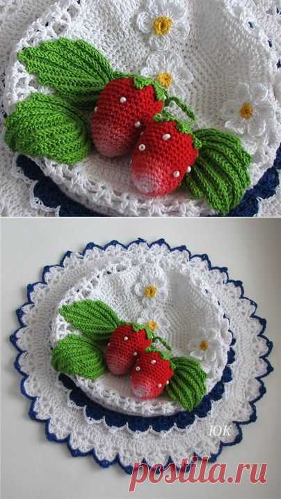 lutik-вязание крючком и спицами: клубнички крючком на панамке мастер-класс, панамка белая крючком