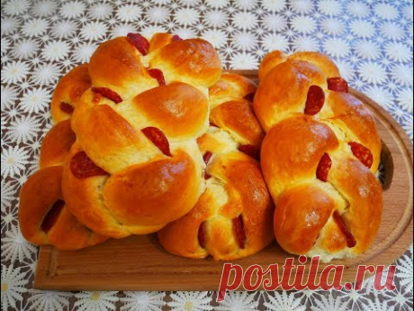 Булочки на ЗАВТРАК, к ЧАЮ ,на ПЕРЕРЫВ БУЛОЧКИ с САЛЯМИ и МОЦАРЕЛЛОЙ БУЛОЧКИ рецепт ТЕСТО булочки
