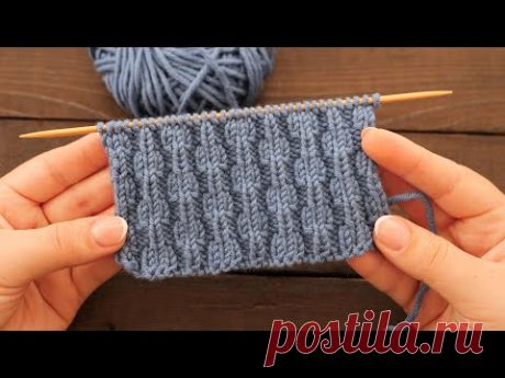 Узор спицами для мужской шапки 🎩 Free knitting pattern