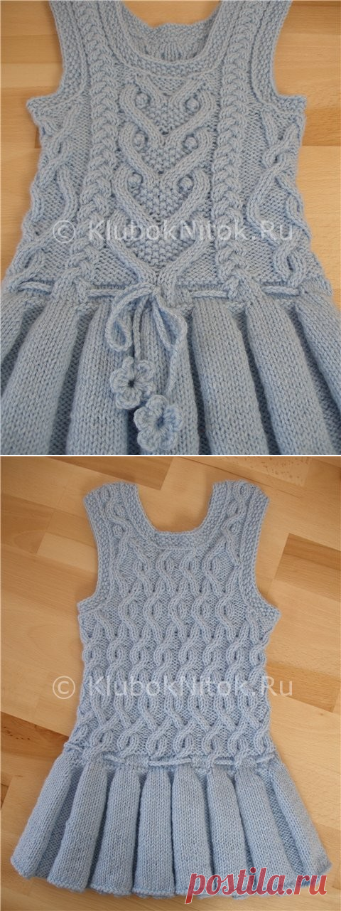 Теплый сарафан со складками | Вязание для девочек | Вязание спицами и крючком. Схемы вязания.